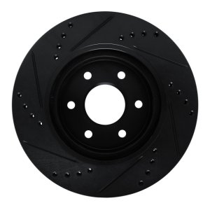 Nissan NP300 Frontier Brake Rotor (1) - Front Right - R1 Concepts - Drilled & Slotted - Black - `16-`22